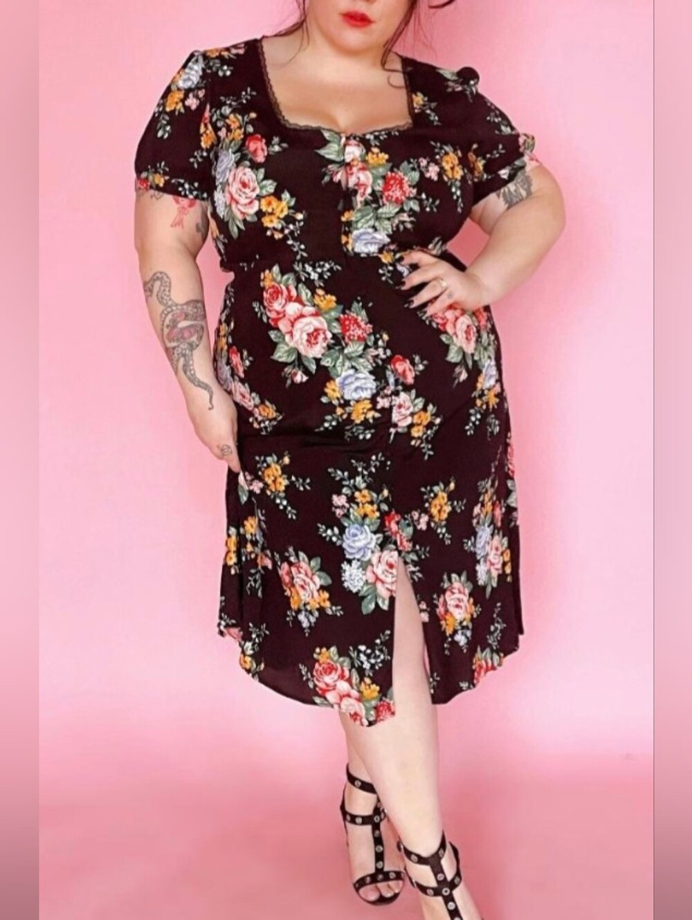 Button Front Midi Dress